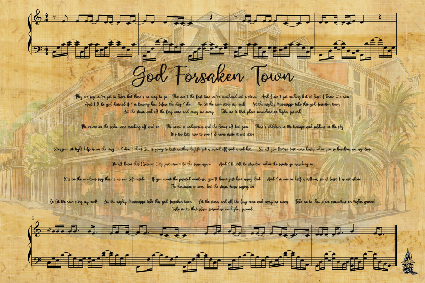 "God Forsaken Town" Lyric Wall Art