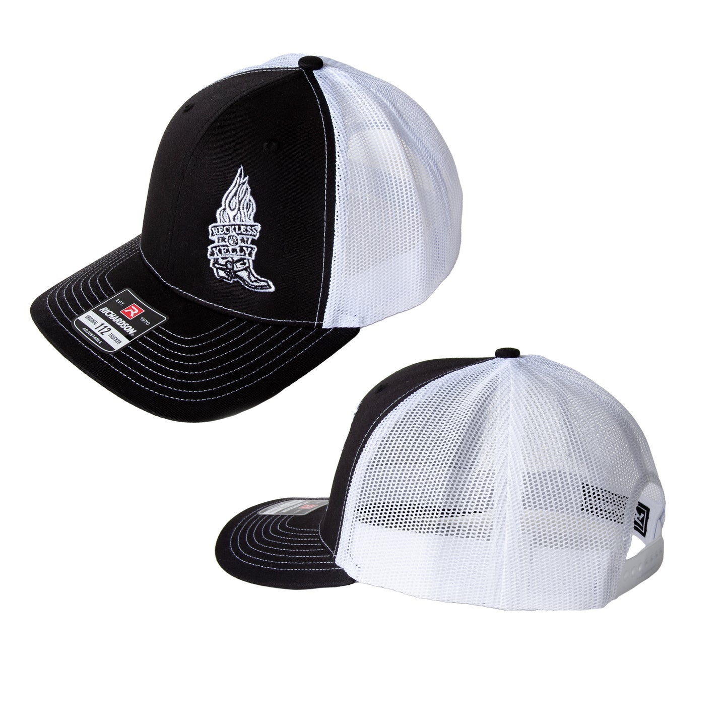 Burning Boot Black Trucker Cap
