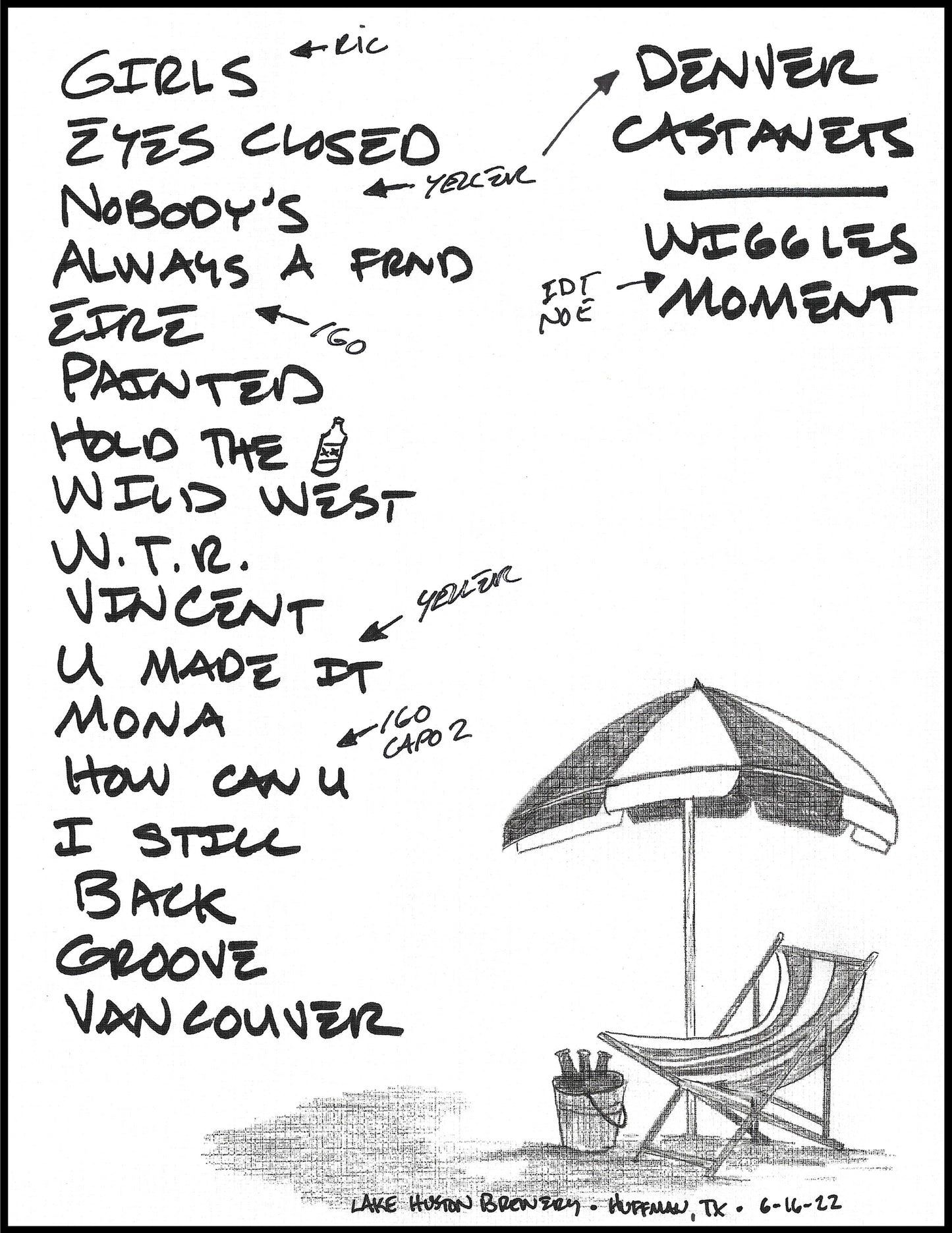 2022 Hand-Drawn Set Lists