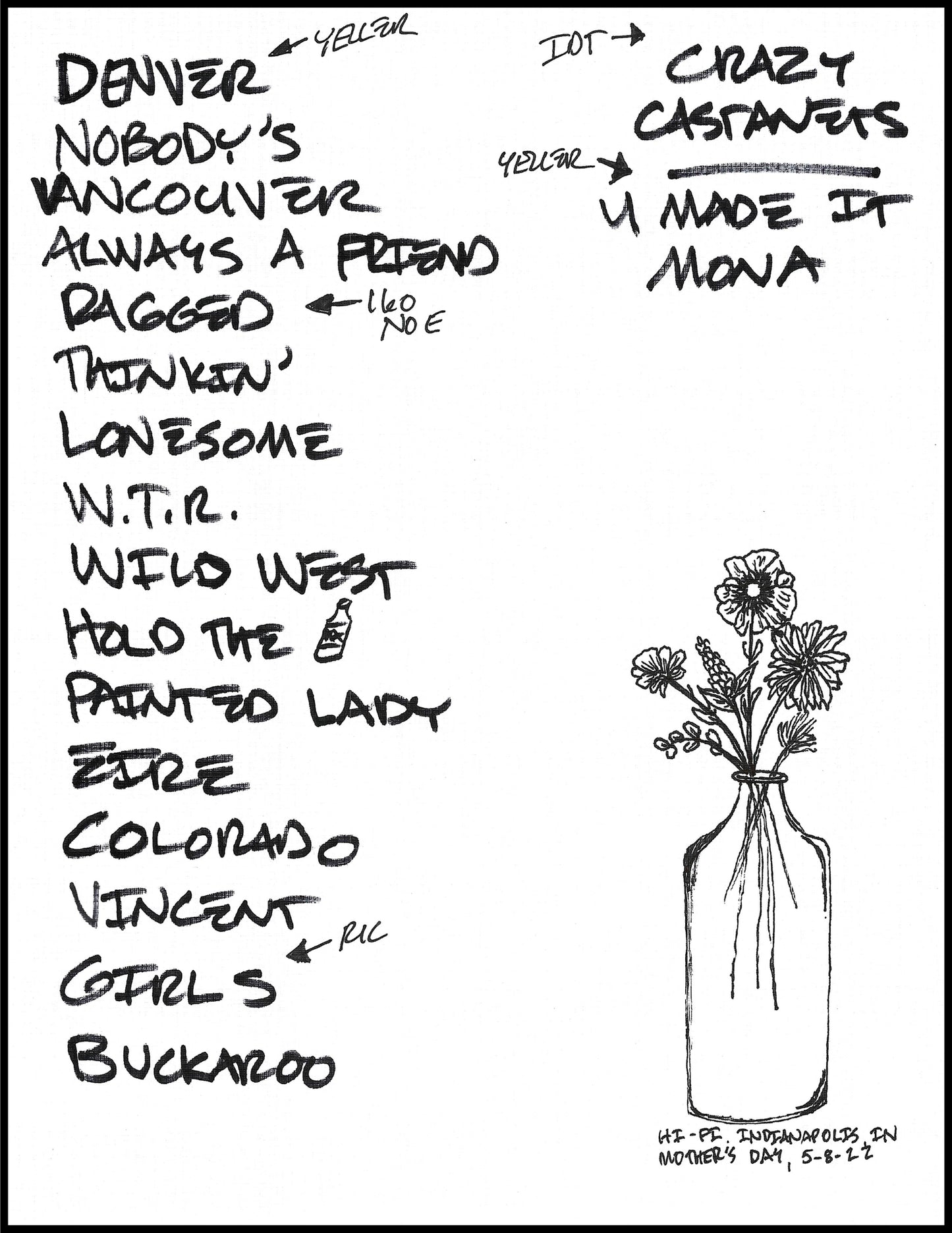 2022 Hand-Drawn Set Lists