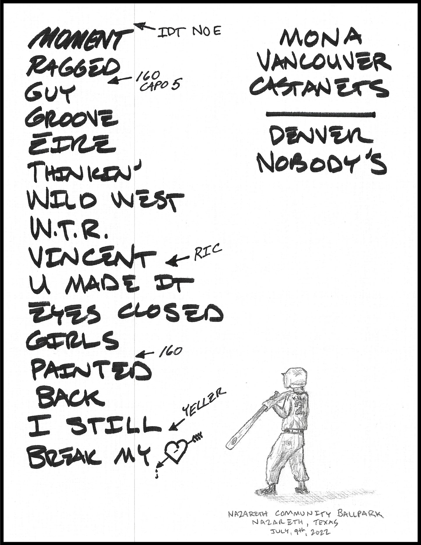 2022 Hand-Drawn Set Lists