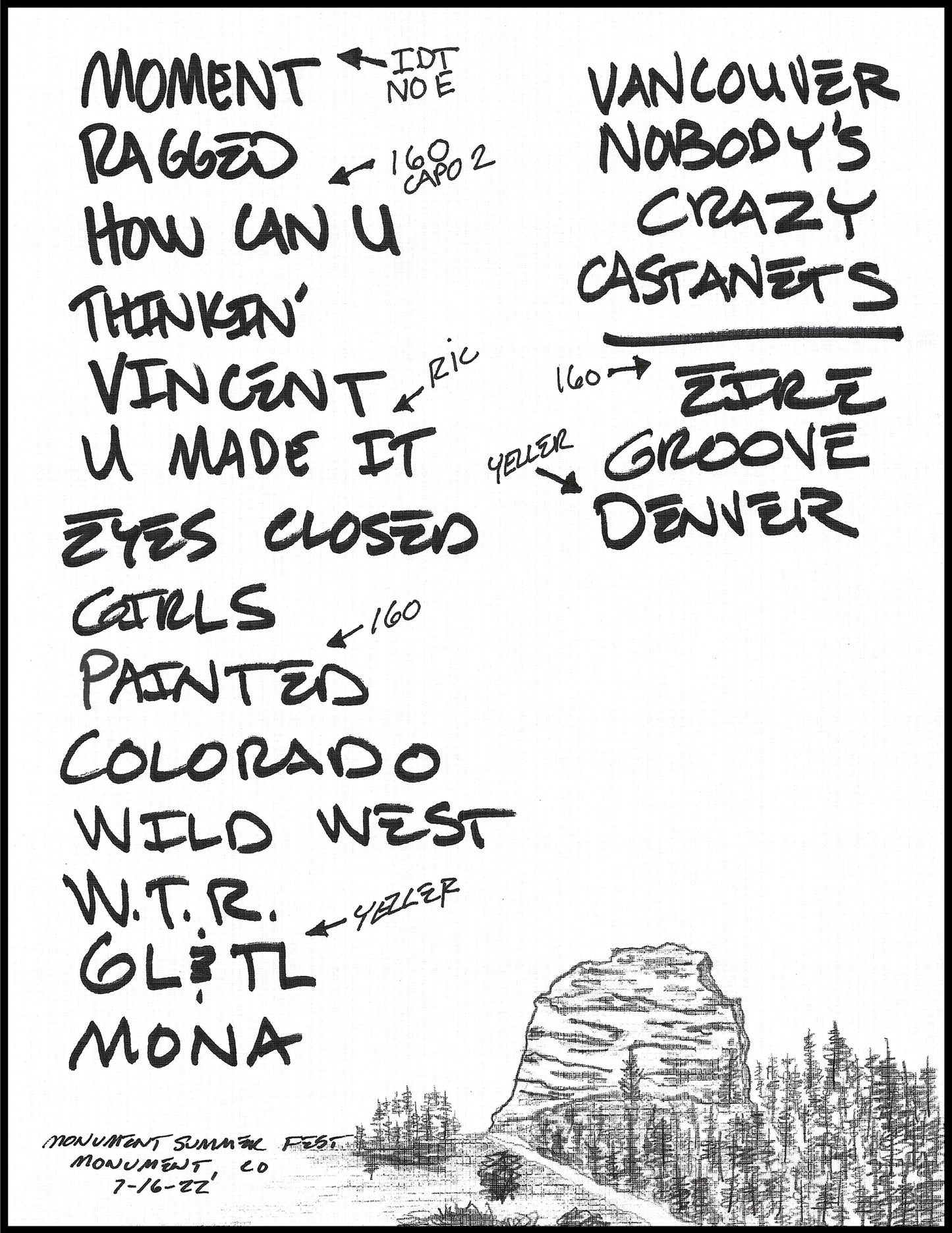 2022 Hand-Drawn Set Lists