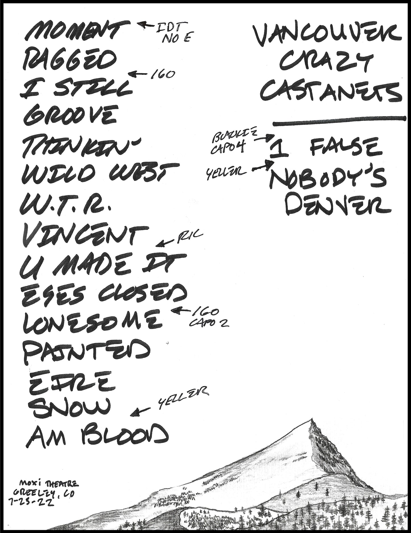 2022 Hand-Drawn Set Lists