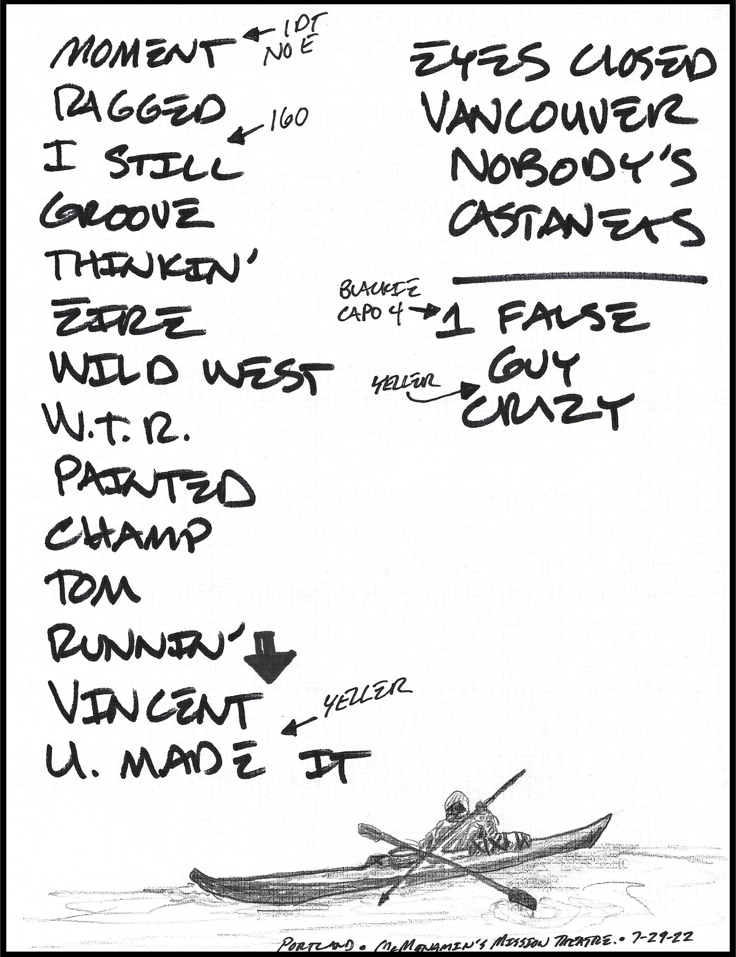 2022 Hand-Drawn Set Lists