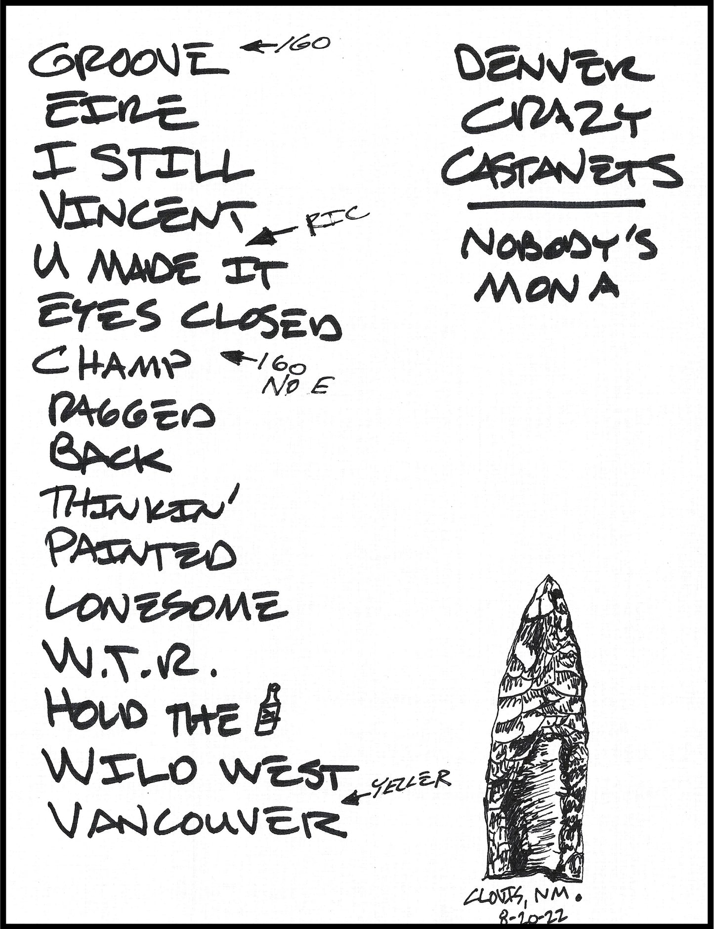 2022 Hand-Drawn Set Lists