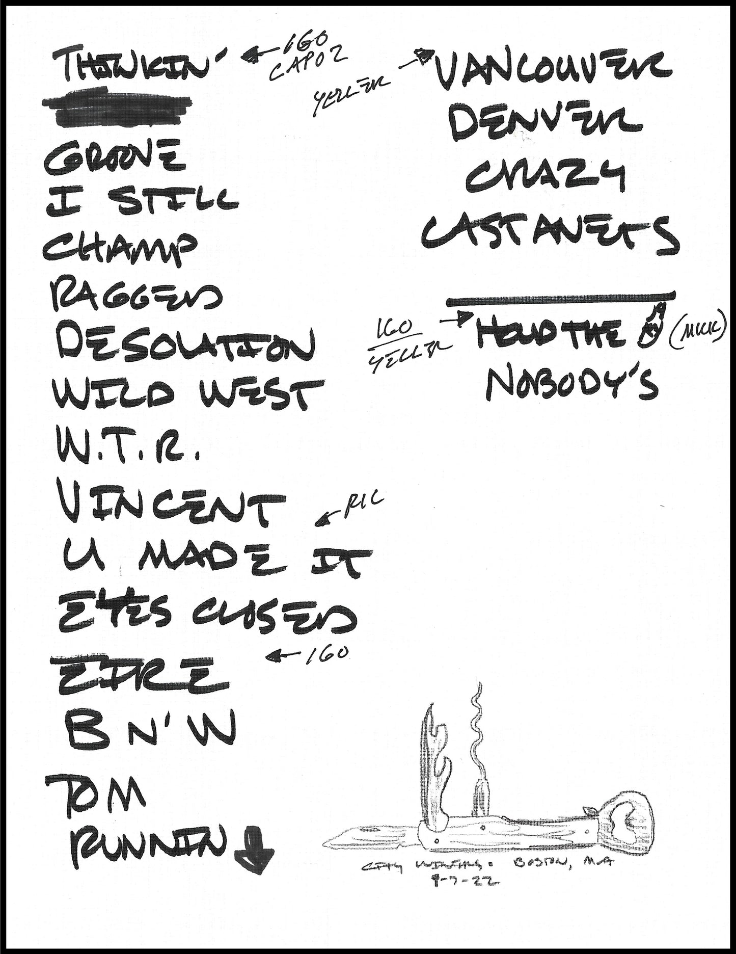 2022 Hand-Drawn Set Lists