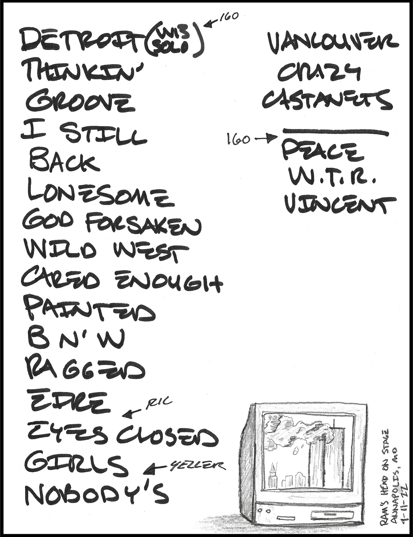 2022 Hand-Drawn Set Lists