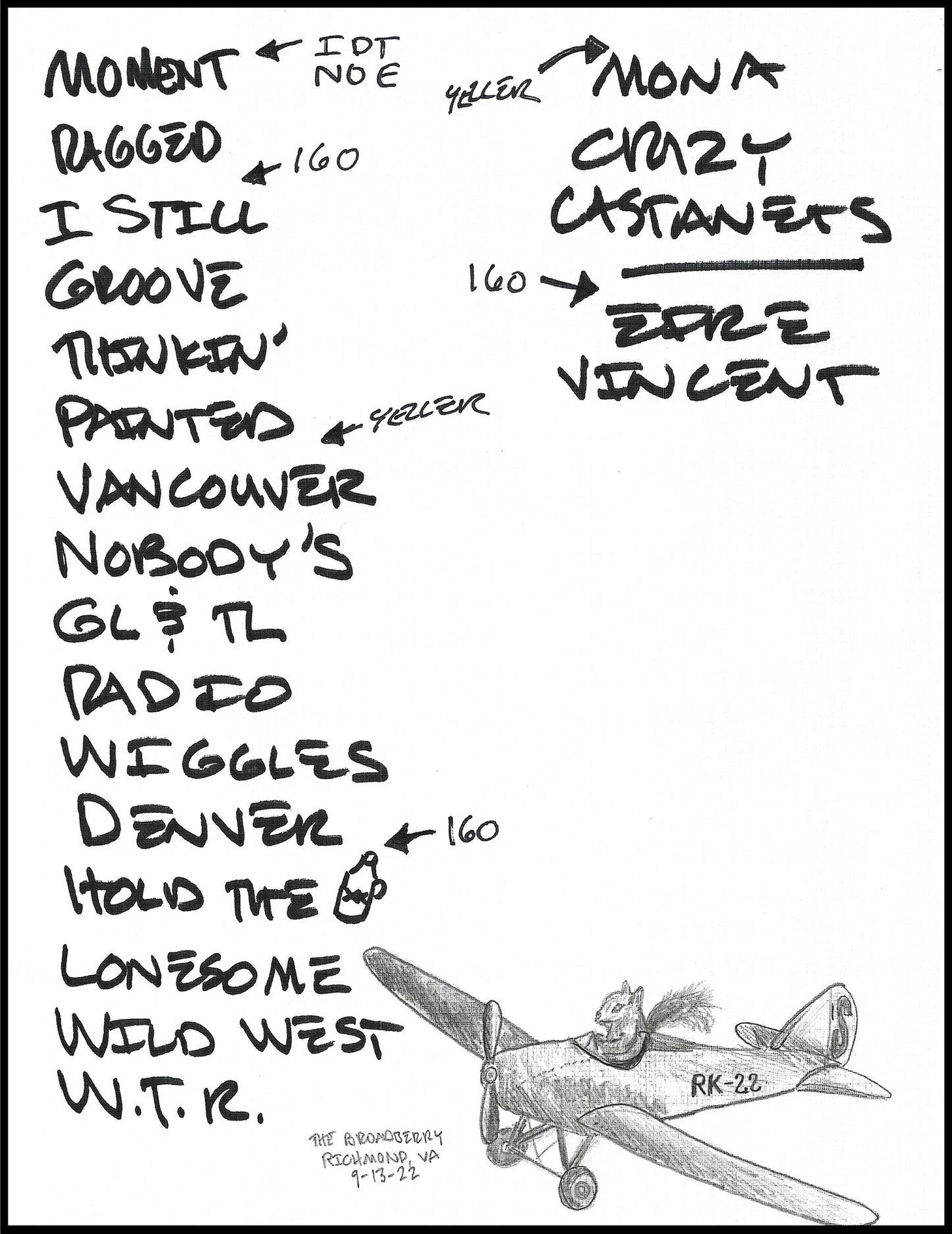 2022 Hand-Drawn Set Lists