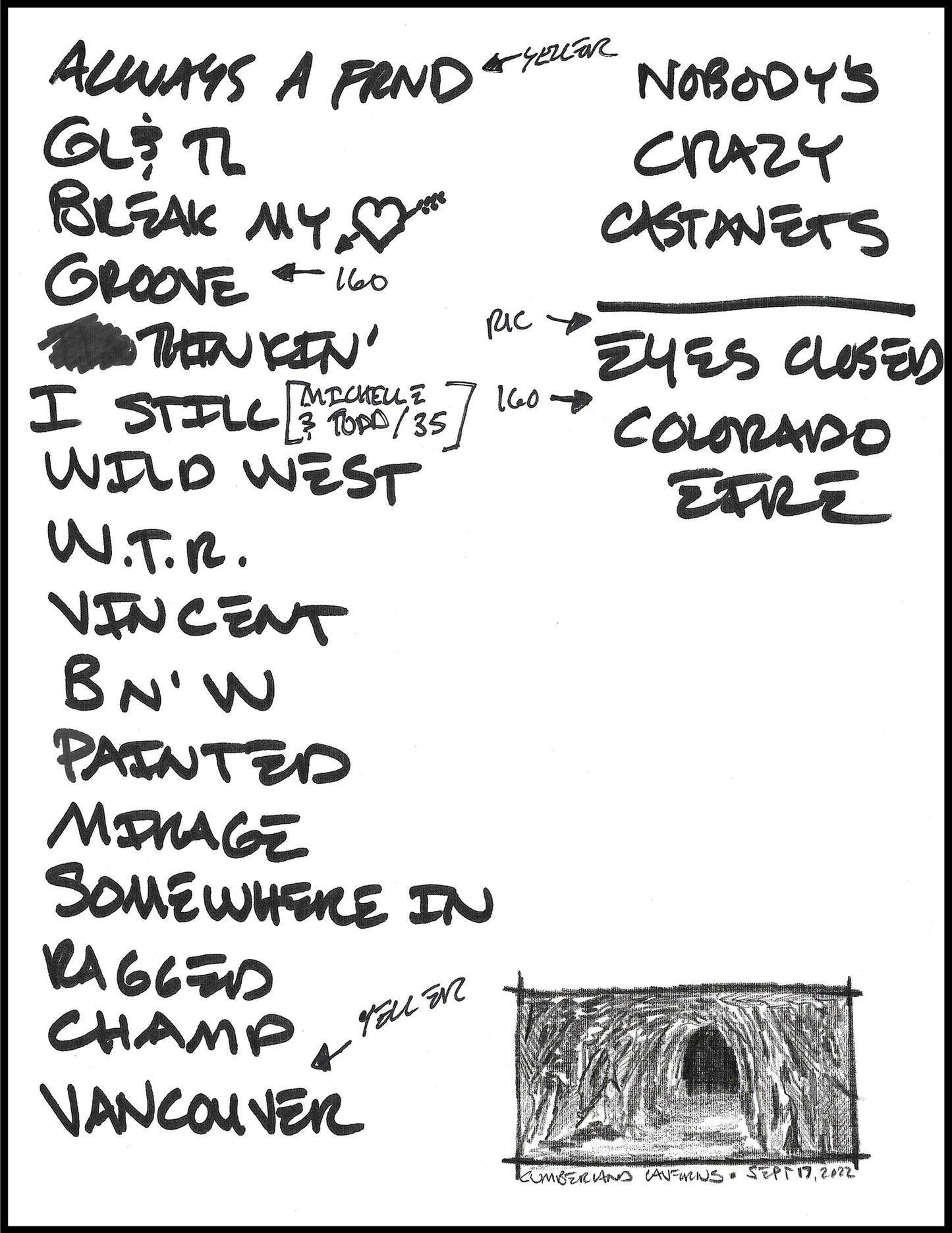 2022 Hand-Drawn Set Lists