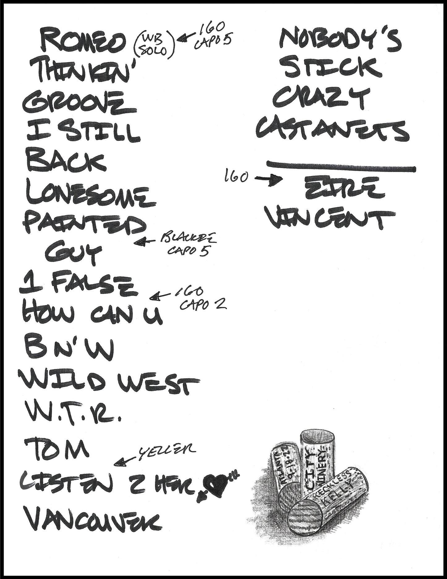 2022 Hand-Drawn Set Lists