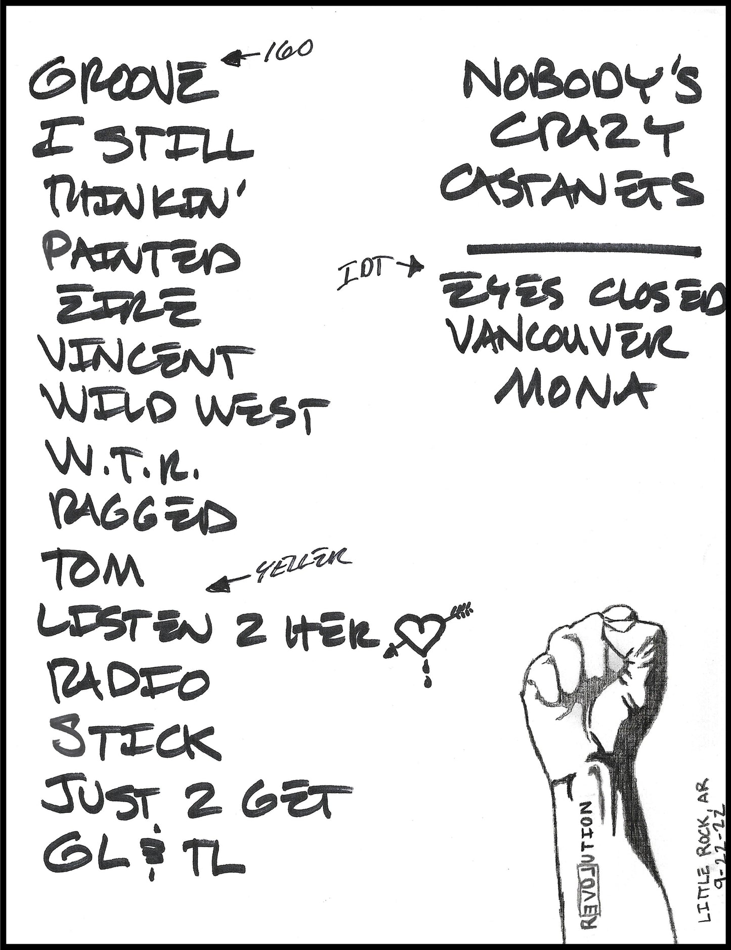 2022 Hand-Drawn Set Lists