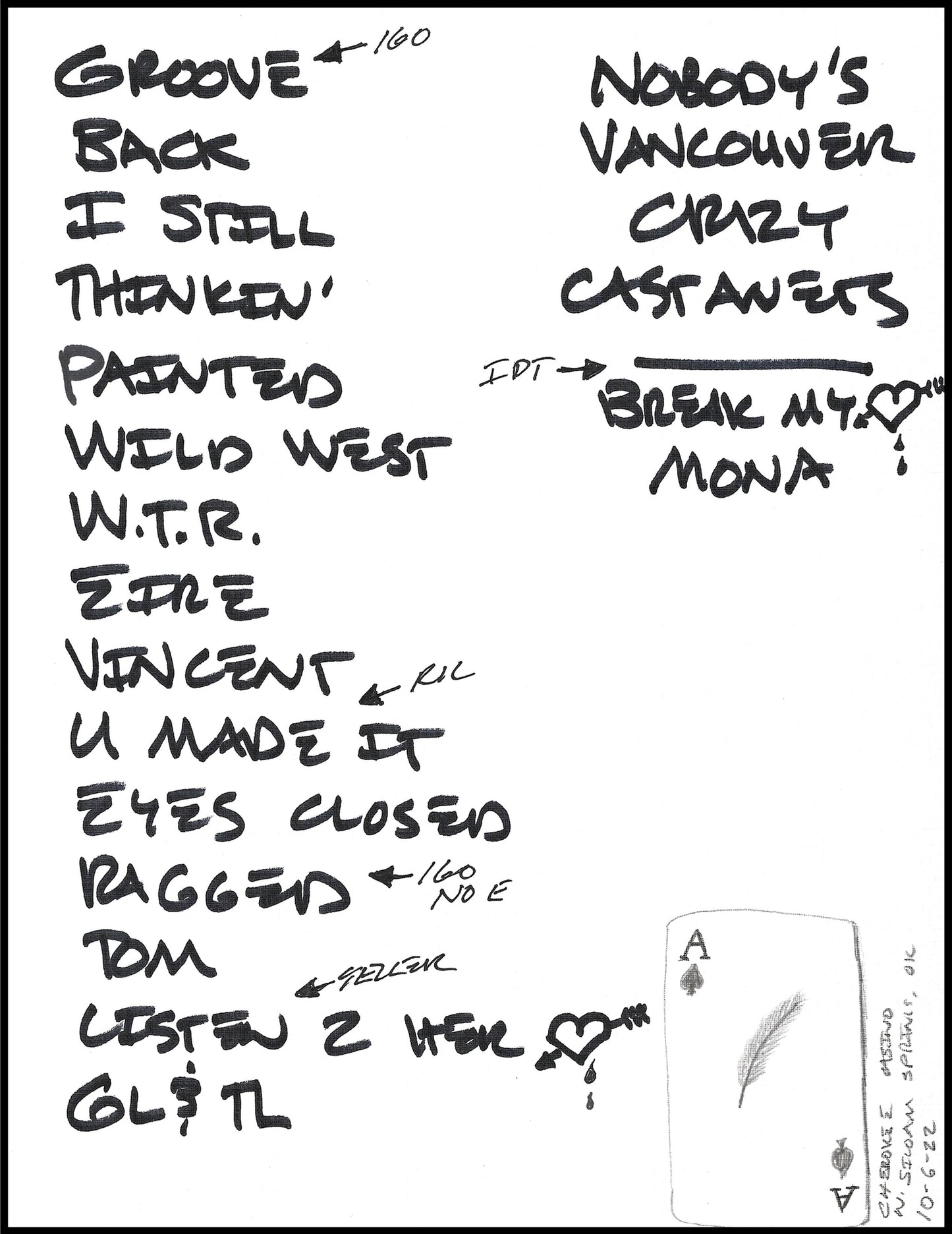 2022 Hand-Drawn Set Lists