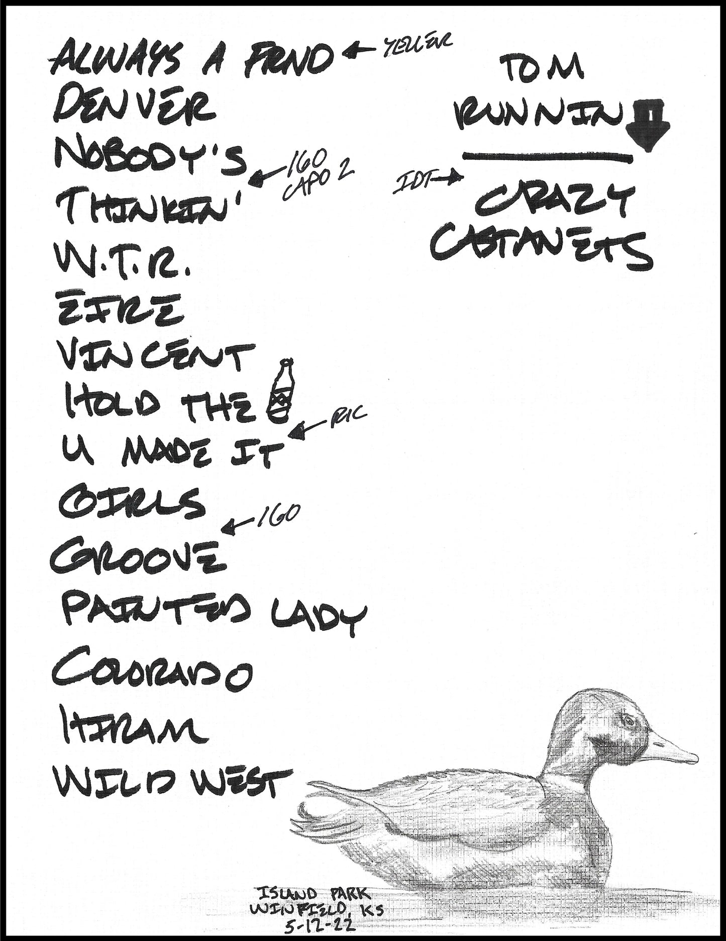 2022 Hand-Drawn Set Lists