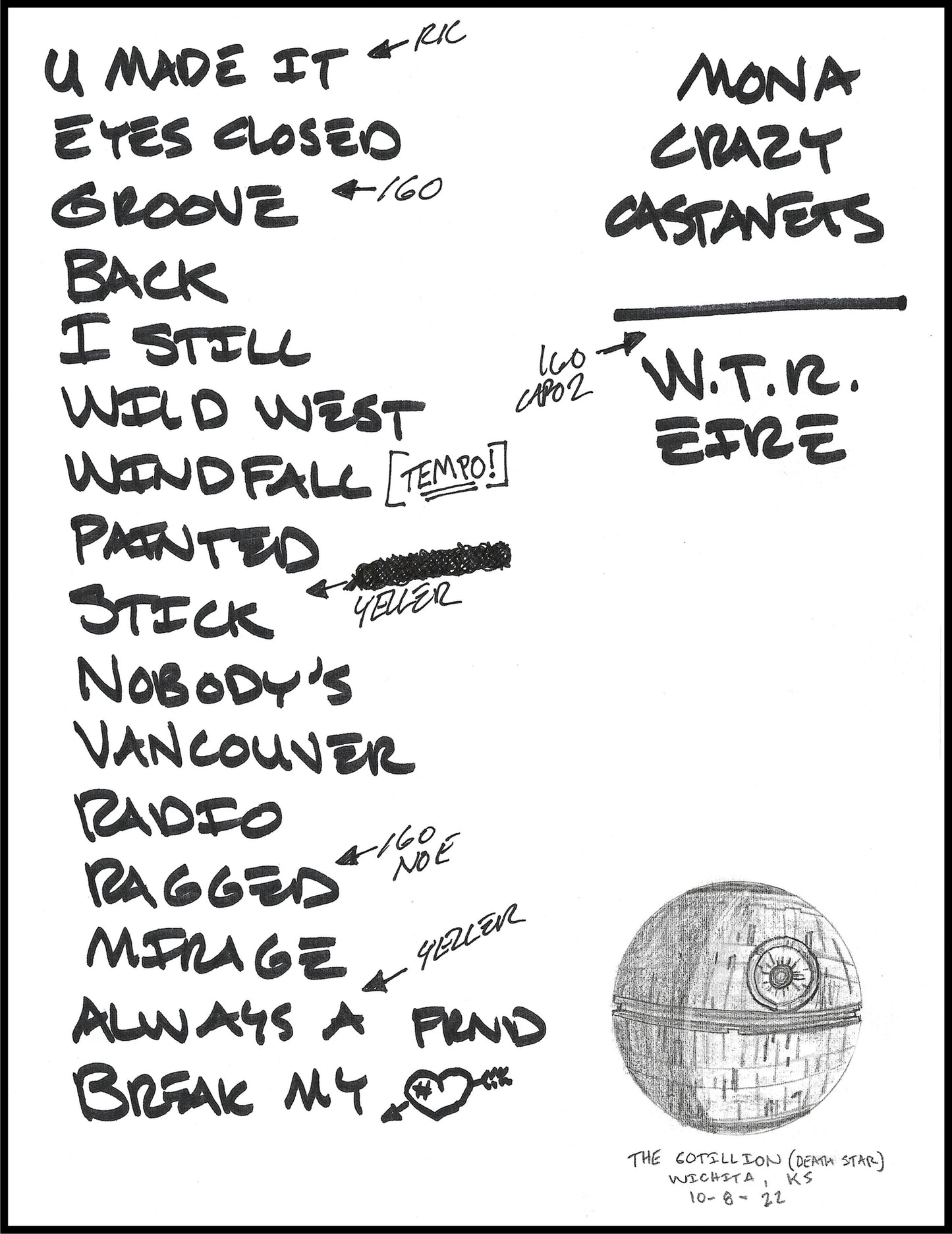 2022 Hand-Drawn Set Lists