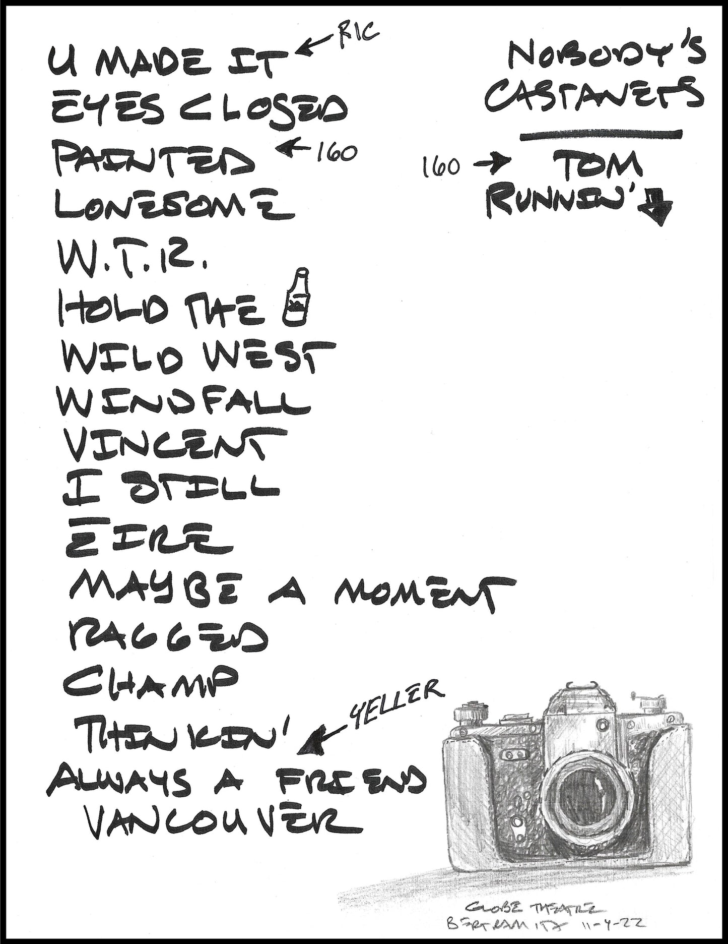 2022 Hand-Drawn Set Lists