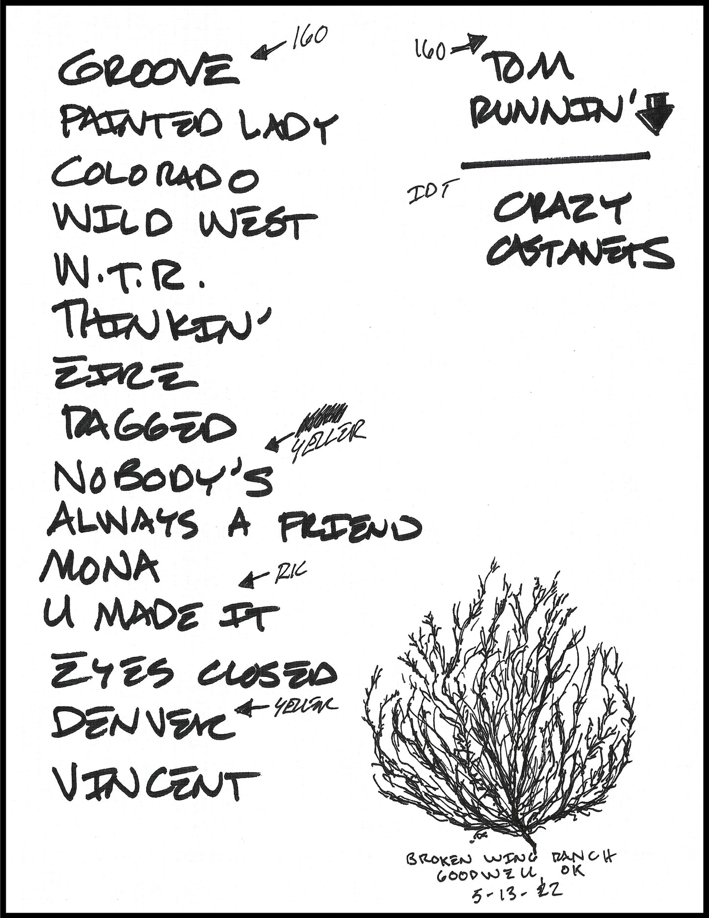 2022 Hand-Drawn Set Lists