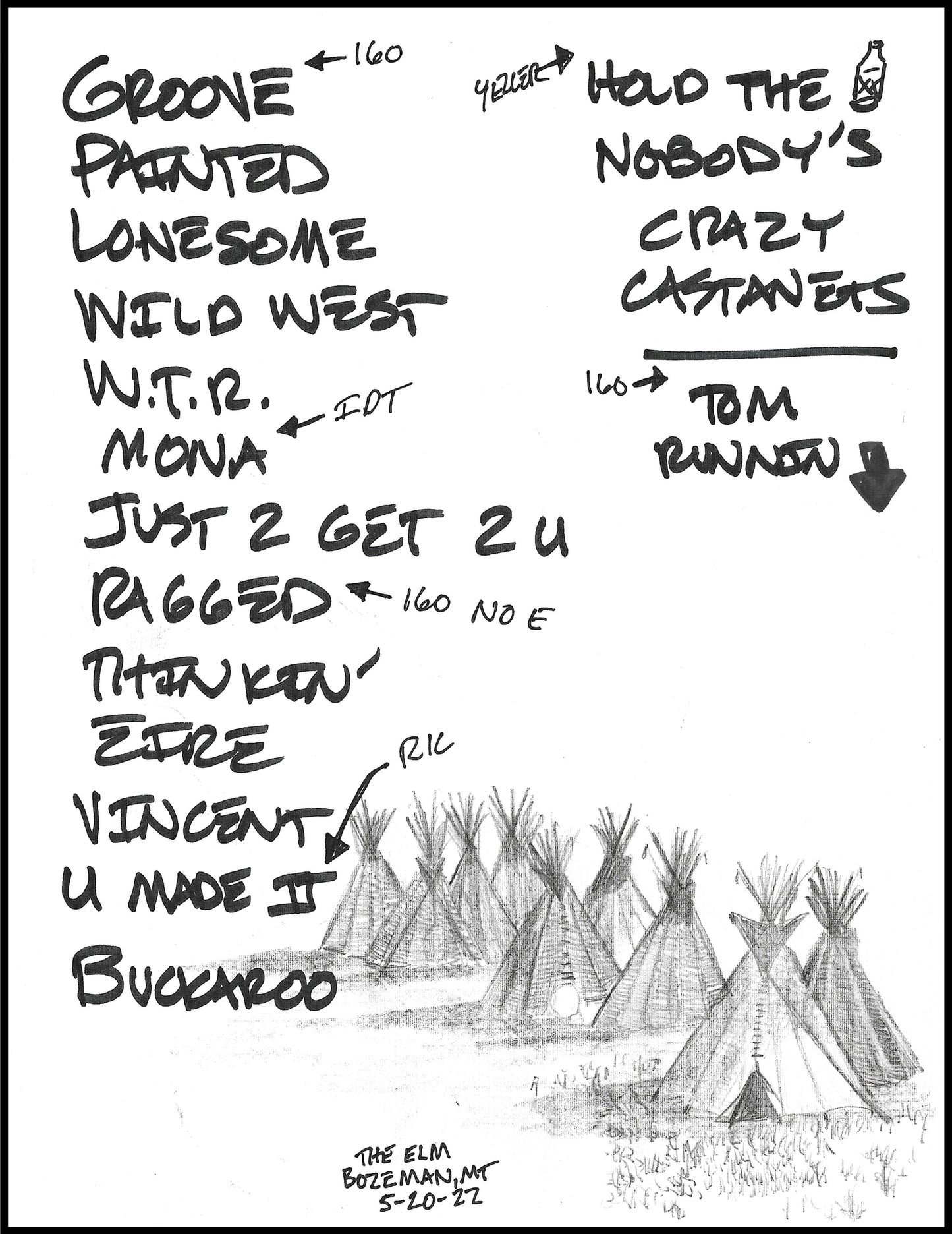 2022 Hand-Drawn Set Lists