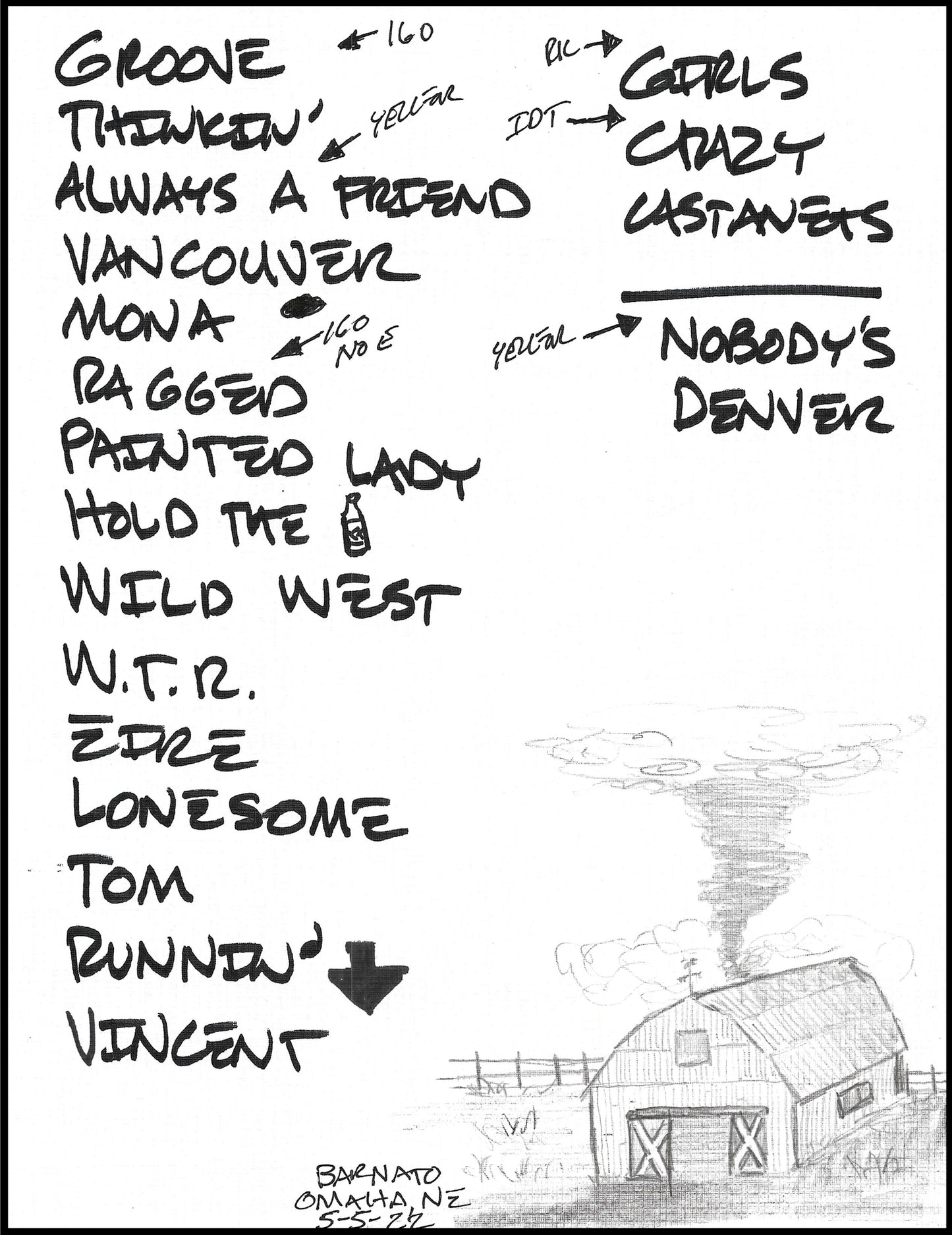 2022 Hand-Drawn Set Lists