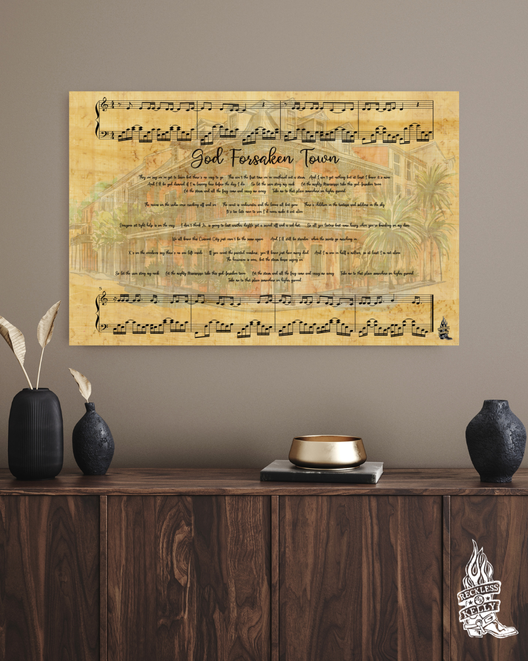 "God Forsaken Town" Lyric Wall Art