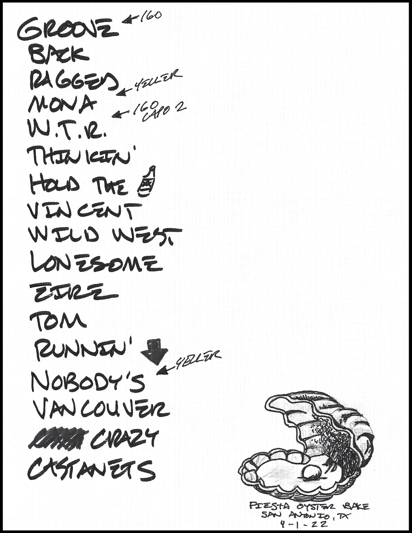 2022 Hand-Drawn Set Lists