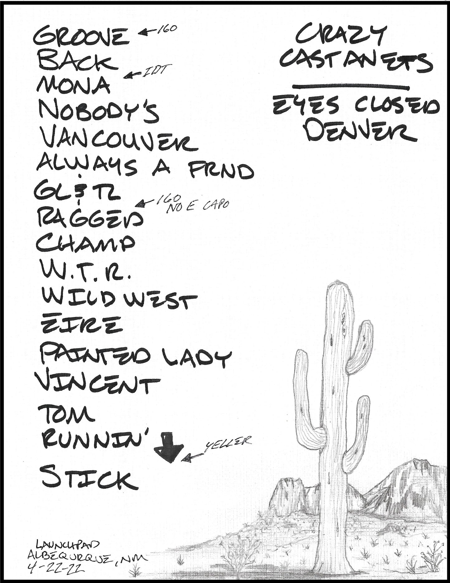 2022 Hand-Drawn Set Lists