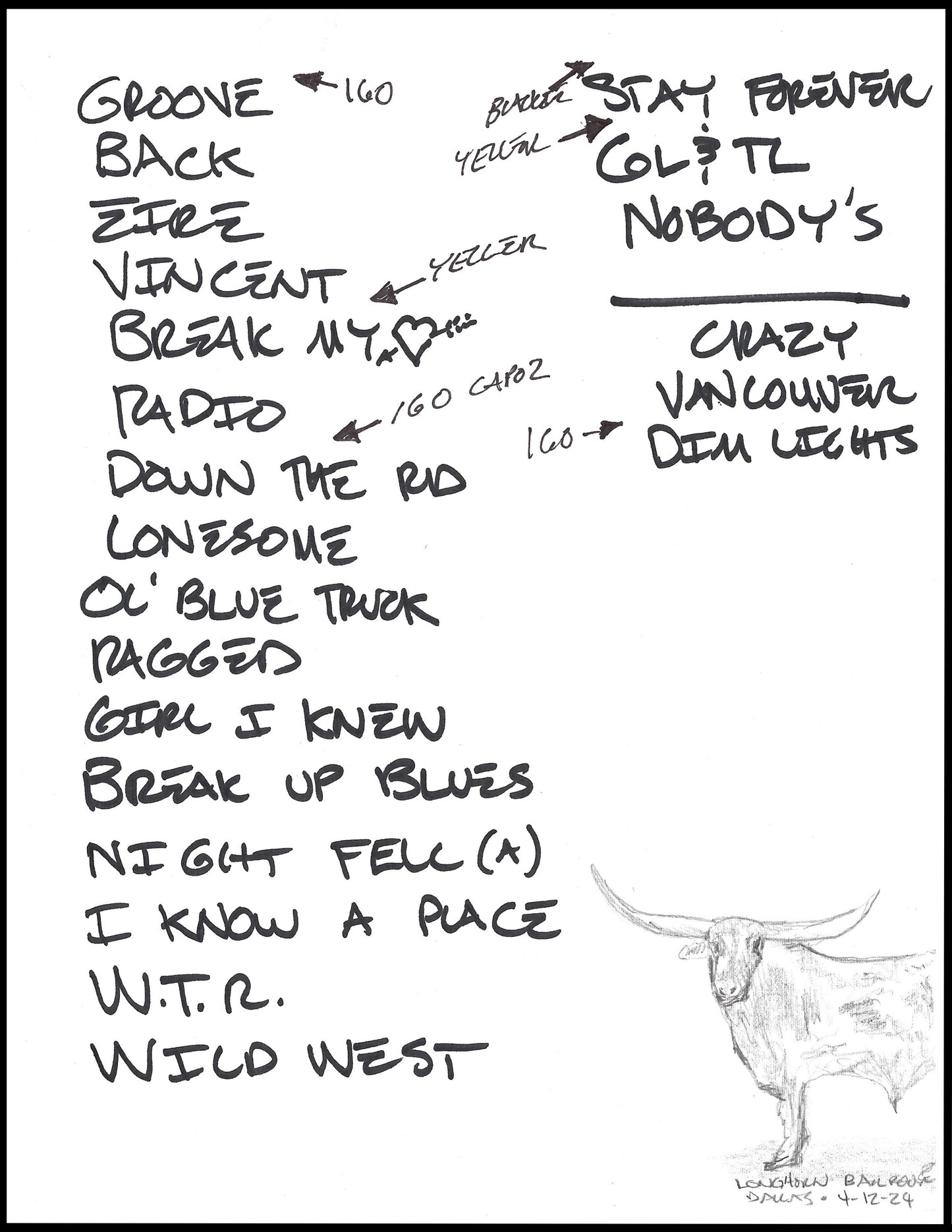 2024 Hand-Drawn Set Lists