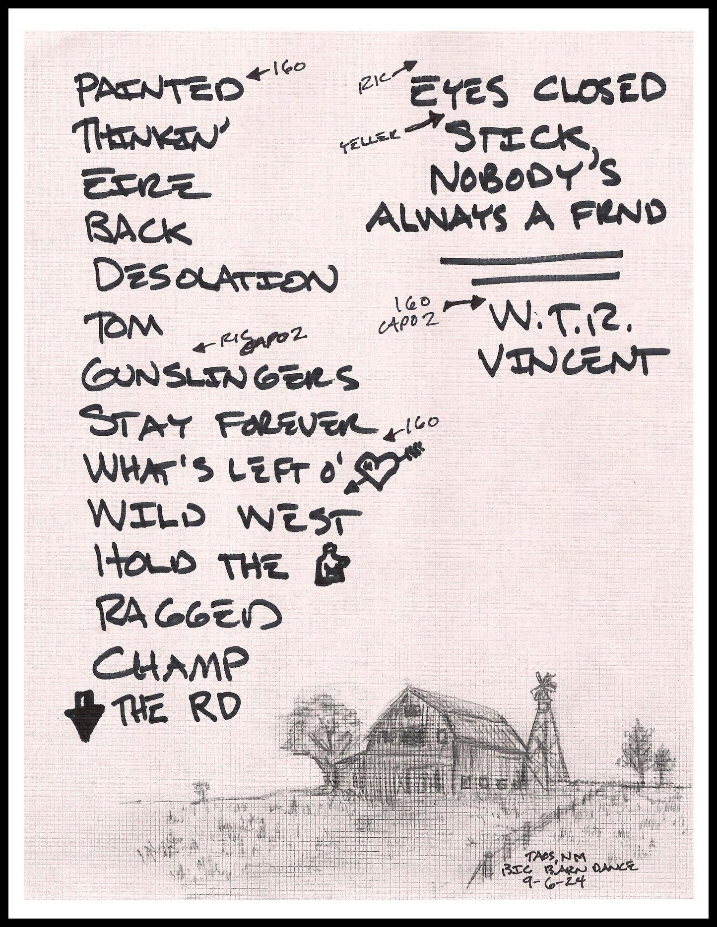 2024 Hand-Drawn Set Lists