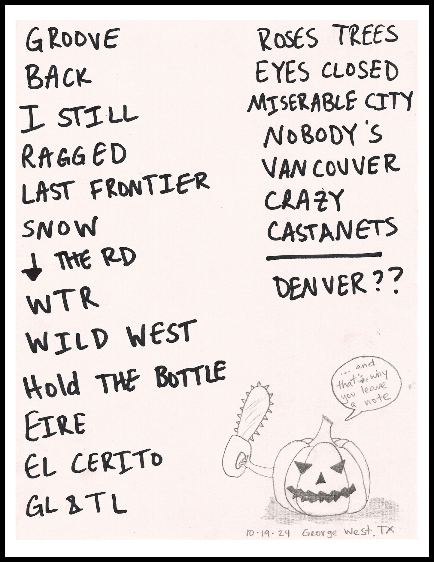 2024 Hand-Drawn Set Lists
