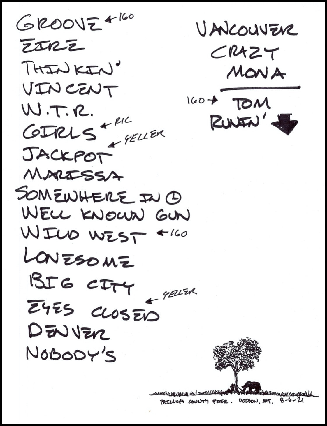 2012 - 2019 Hand-Drawn Set Lists