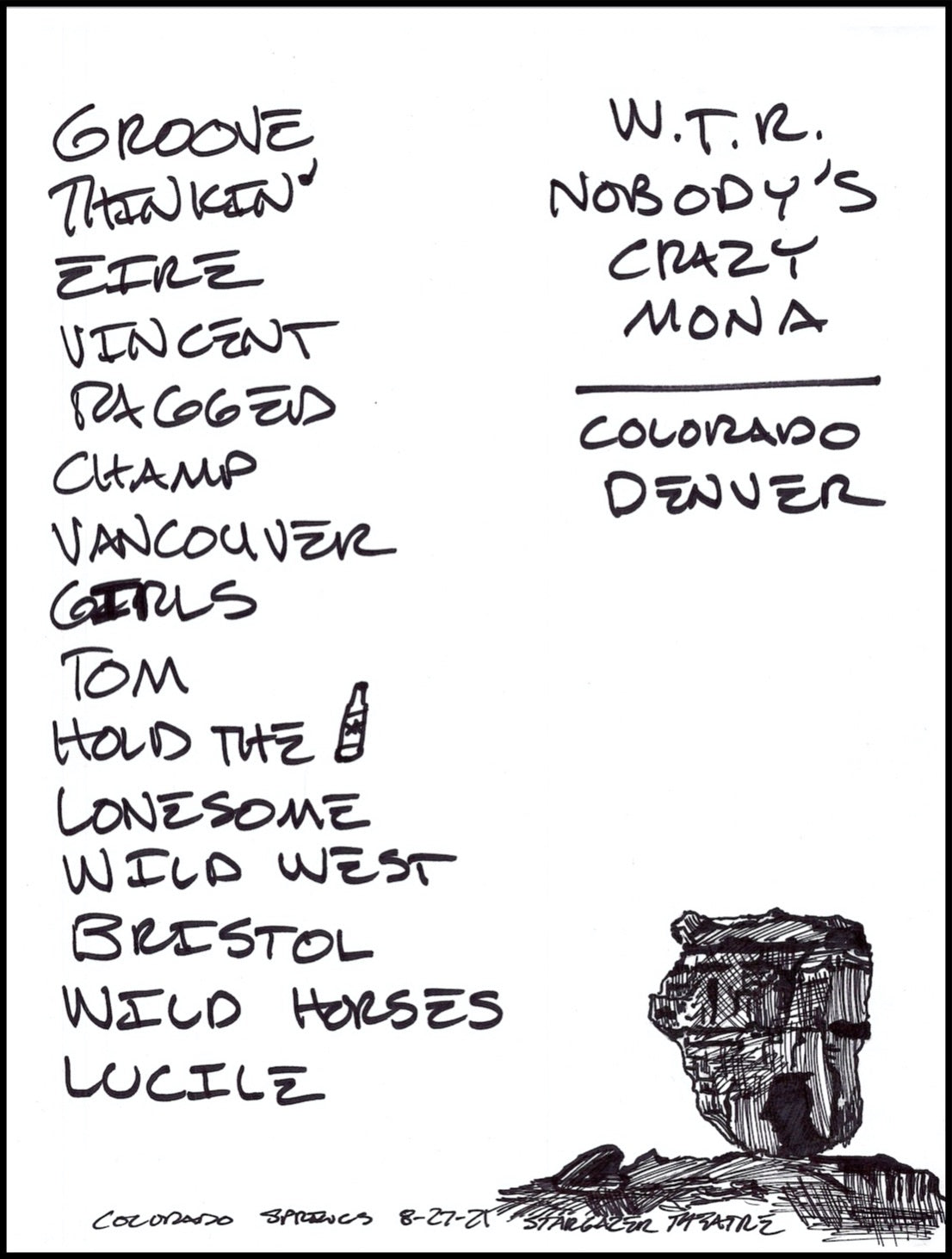 2012 - 2019 Hand-Drawn Set Lists