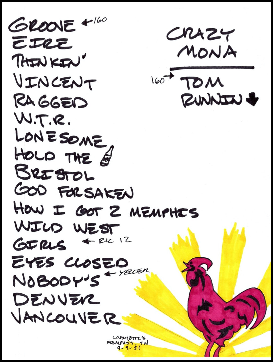 2012 - 2019 Hand-Drawn Set Lists
