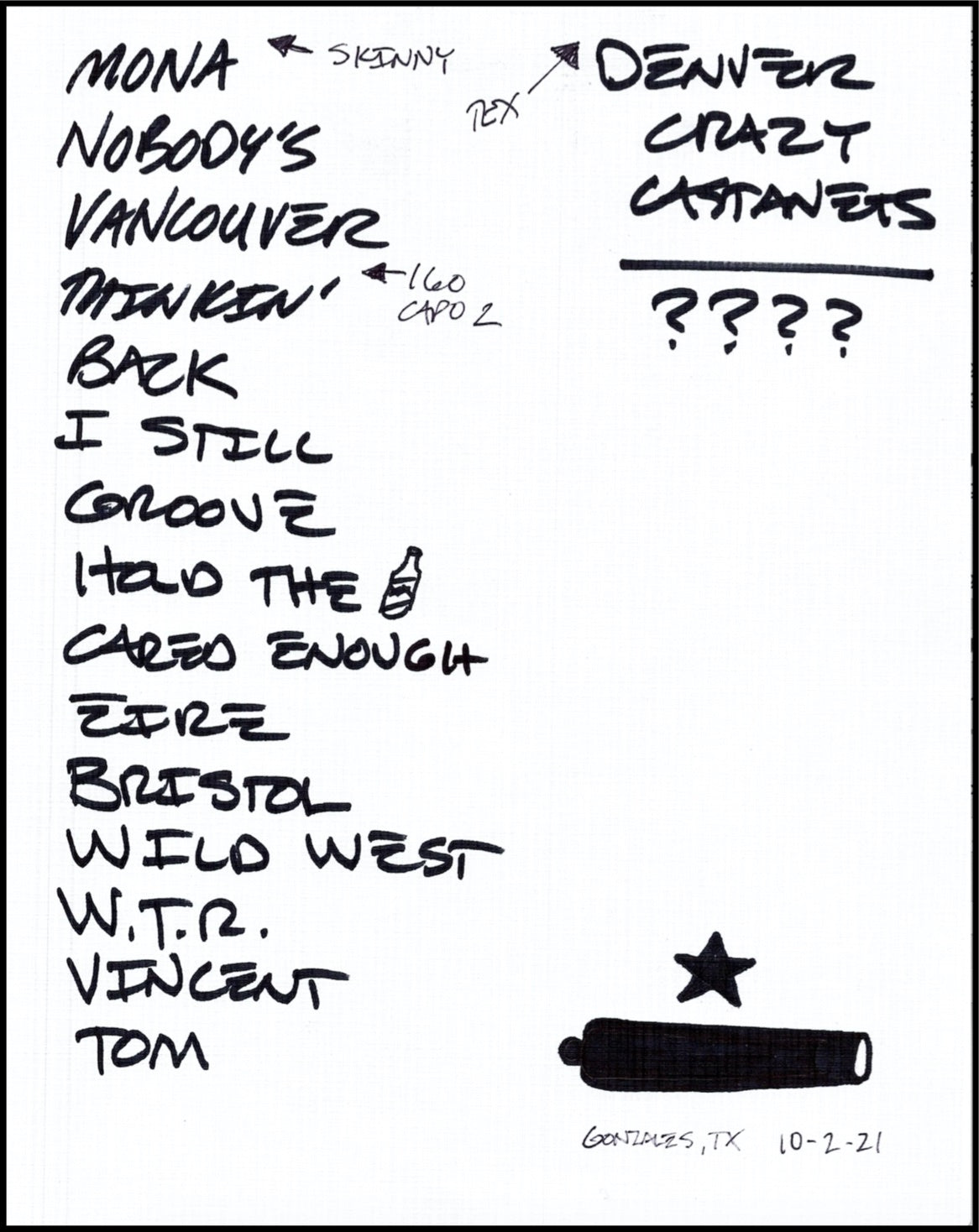 2021 Hand-Drawn Set Lists – Reckless Kelly
